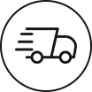 Fast delivery truck icon on black background