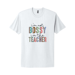 Light blue t-shirt with funny teacher slogan print.
