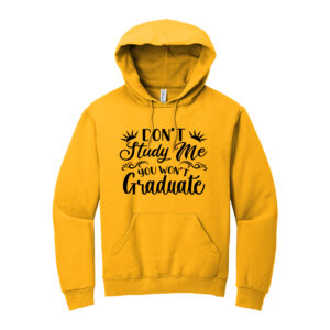 Yellow hoodie with funny graduation quote print