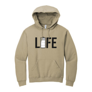 Casual graphic hoodie for men and women in khaki