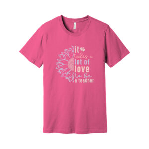 Pink teacher appreciation t-shirt with inspirational quote