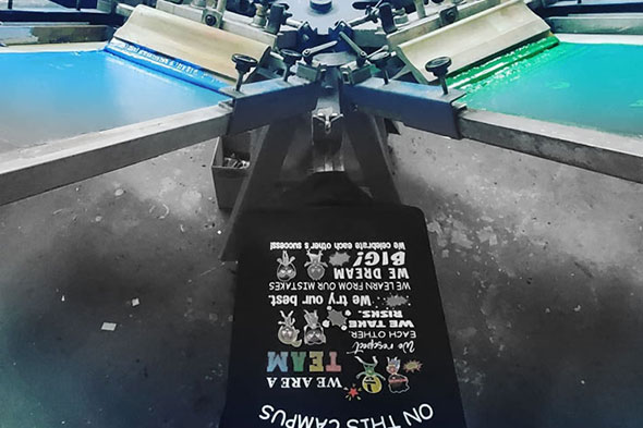 Gym workout t-shirt on bench press machine